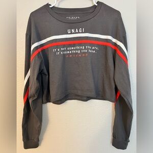 FRIENDS Charcoal Crop Top Long Sleeve Size L
